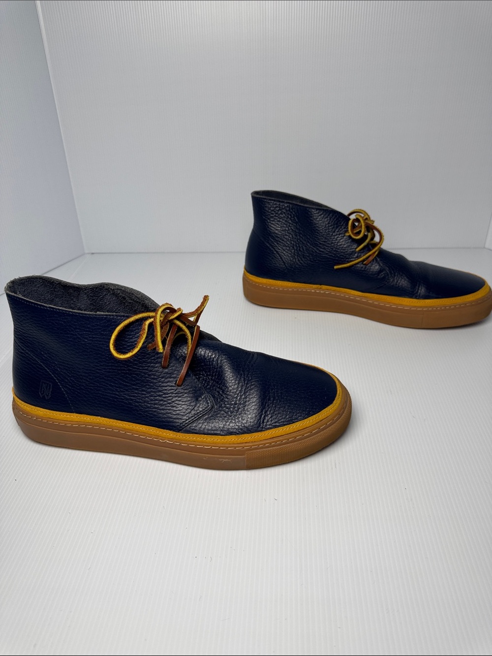 NOAH WAXMAN Hamilton Chukka Sneakers Men's Cobalt Navy Blue Leather US 8 - 41.5